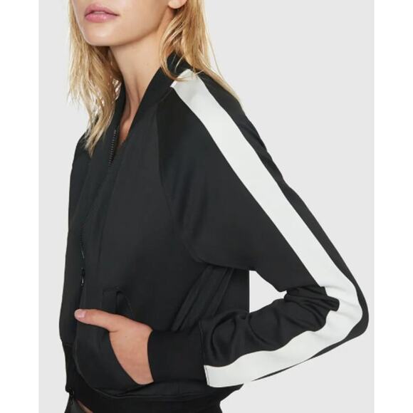 Pam & Gela Stripe Track Jacket In Black & White Size Small - Picture 2 of 11